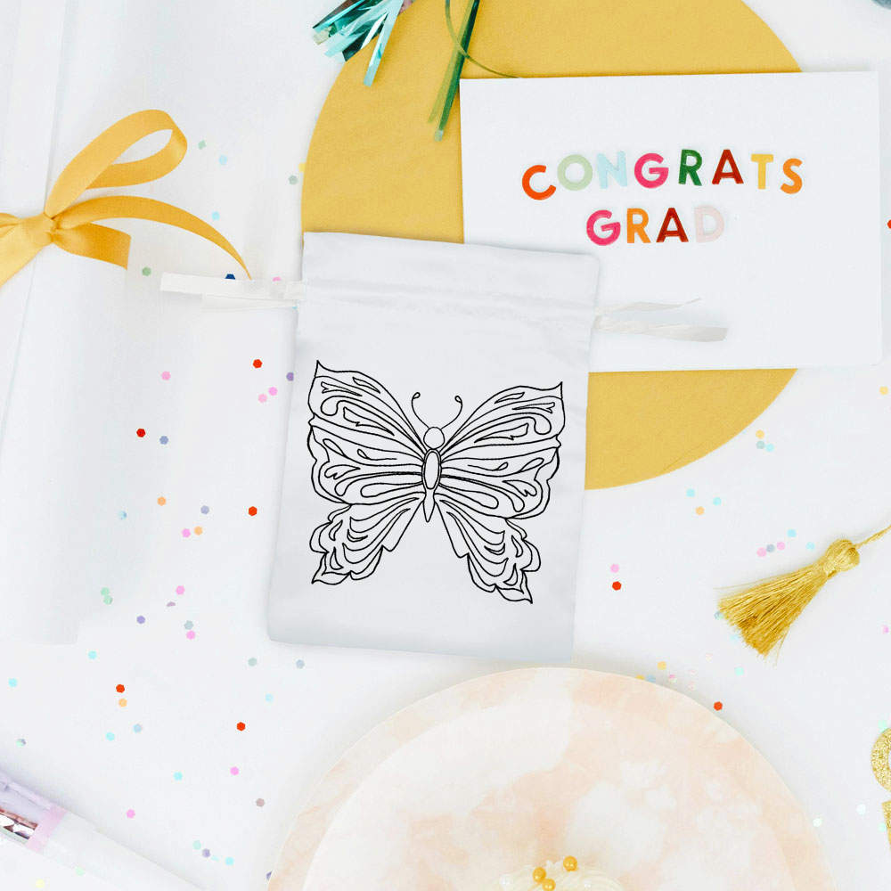 'Butterfly' Satin Drawstring Bag/Pouch (SB052029) - Picture 19 of 25