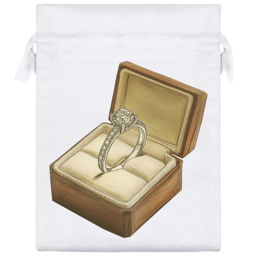 'Diamond Engagement Ring in Ring Box' Satin Drawstring Bag/Pouch (SB052193) - Picture 16 of 25