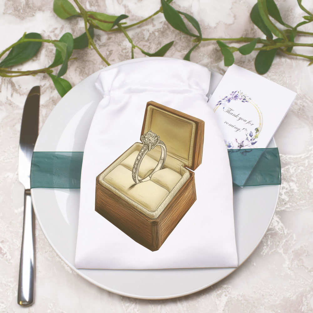'Diamond Engagement Ring in Ring Box' Satin Drawstring Bag/Pouch (SB052193) - Picture 18 of 25