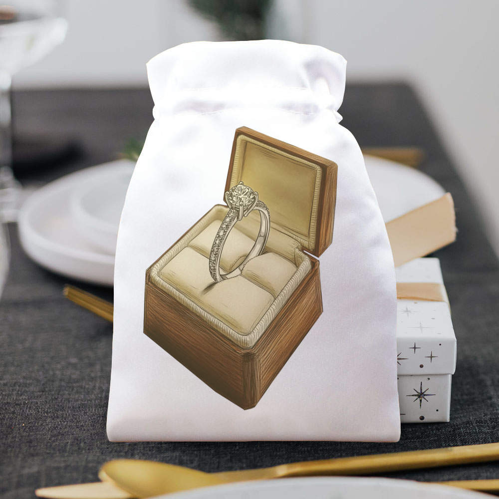 'Diamond Engagement Ring in Ring Box' Satin Drawstring Bag/Pouch (SB052193) - Picture 20 of 25