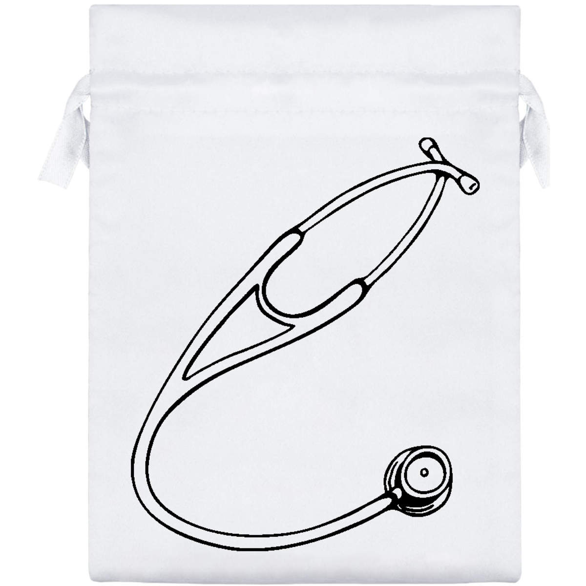 'Medical Stethoscope' Satin Drawstring Gift Bag - 15cm x 20cm - Pouch for Wedding Favours, Jewellery, Sweets and Parties (SB00151023)