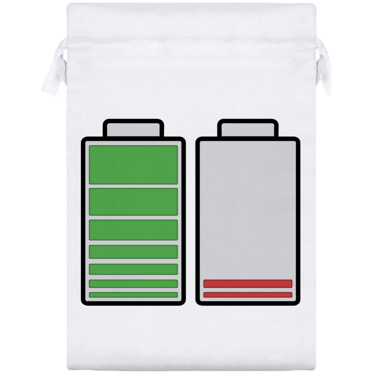 'Full & Empty Batteries' Satin Drawstring Gift Bag - 17cm x 25cm - Pouch for Wedding Favours, Jewellery, Sweets and Parties (SB00043997)
