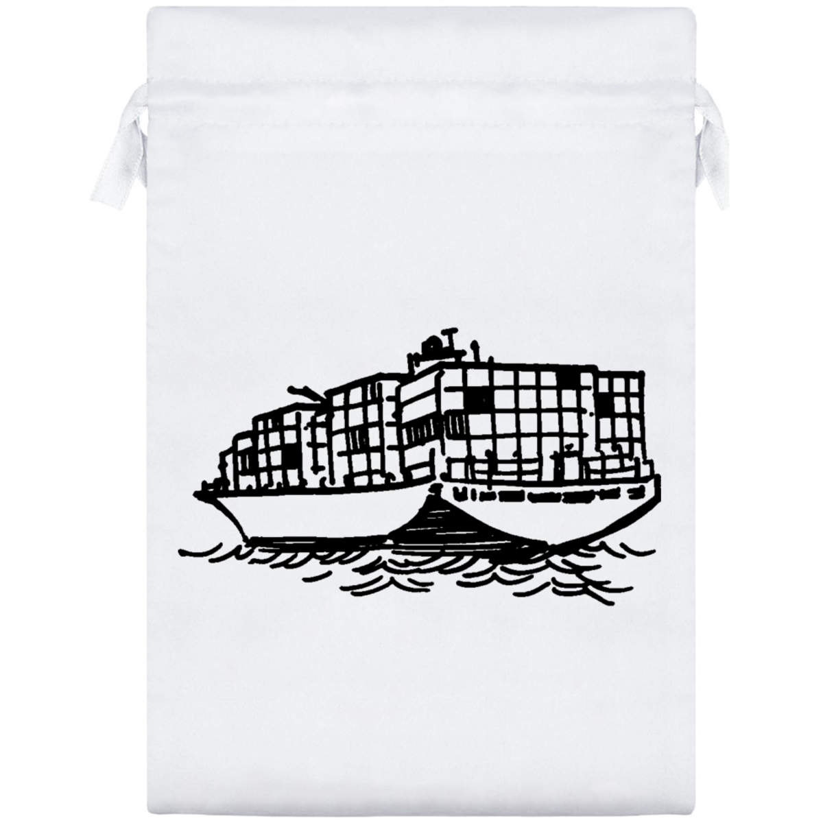 'Container Ship' Satin Drawstring Gift Bag - 17cm x 25cm - Pouch for Wedding Favours, Jewellery, Sweets and Parties (SB00048269)