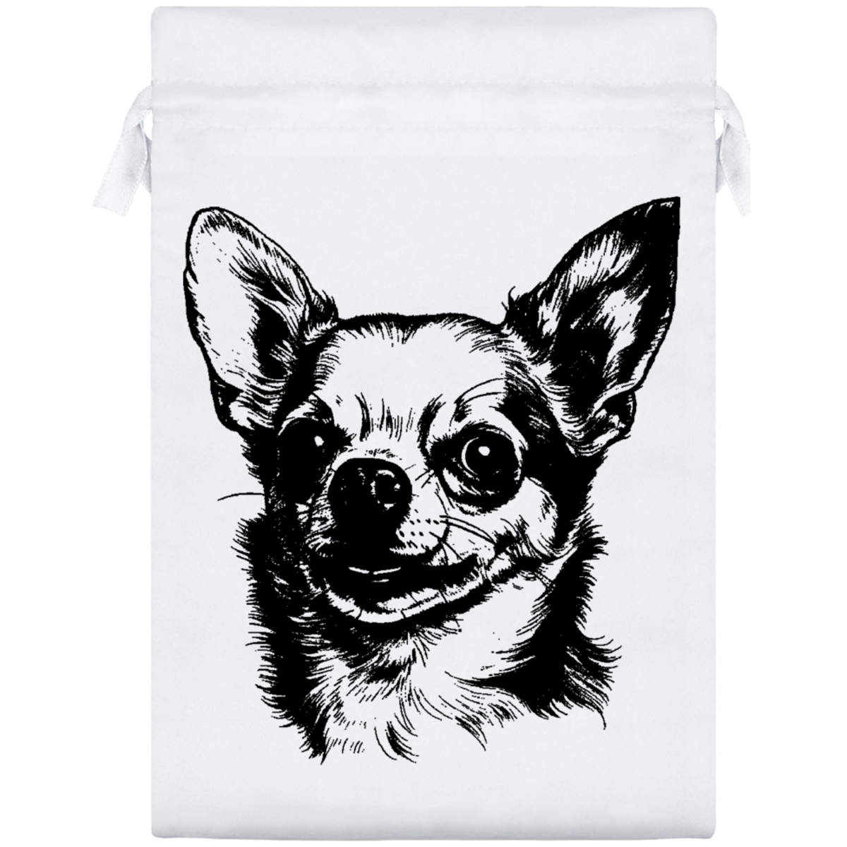 'chihuahua' Satin Drawstring Gift Bag - 17cm x 25cm - Pouch for Wedding Favours, Jewellery, Sweets and Parties (SB00073001)