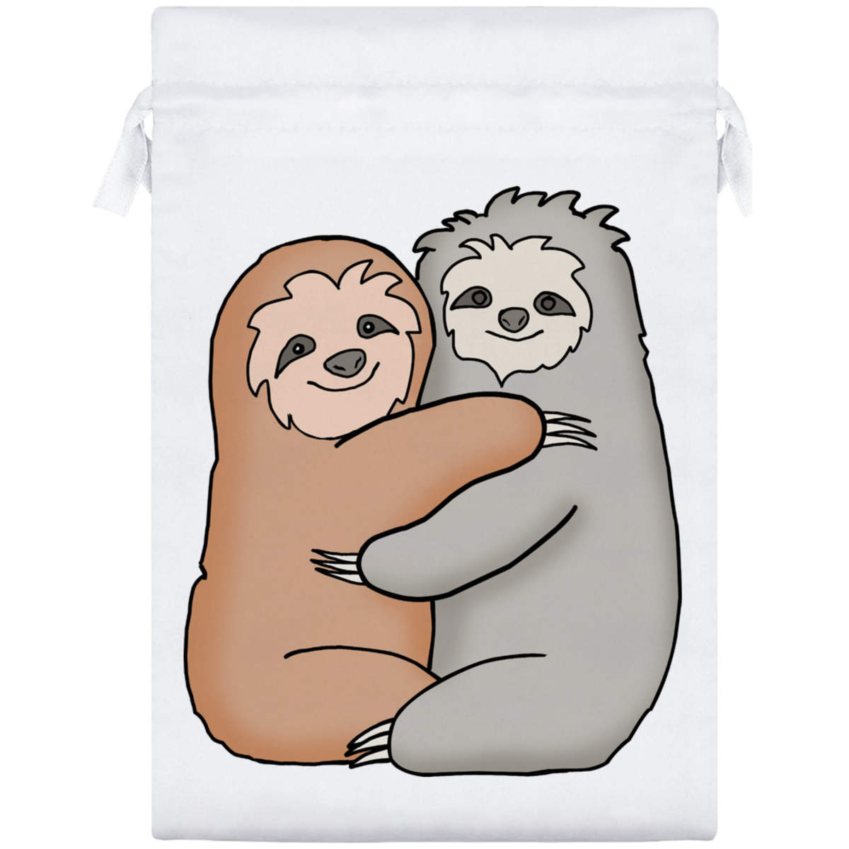 25cm 'Cute Sloths' Satin Drawstring Bag / Pouch (SB00075917)