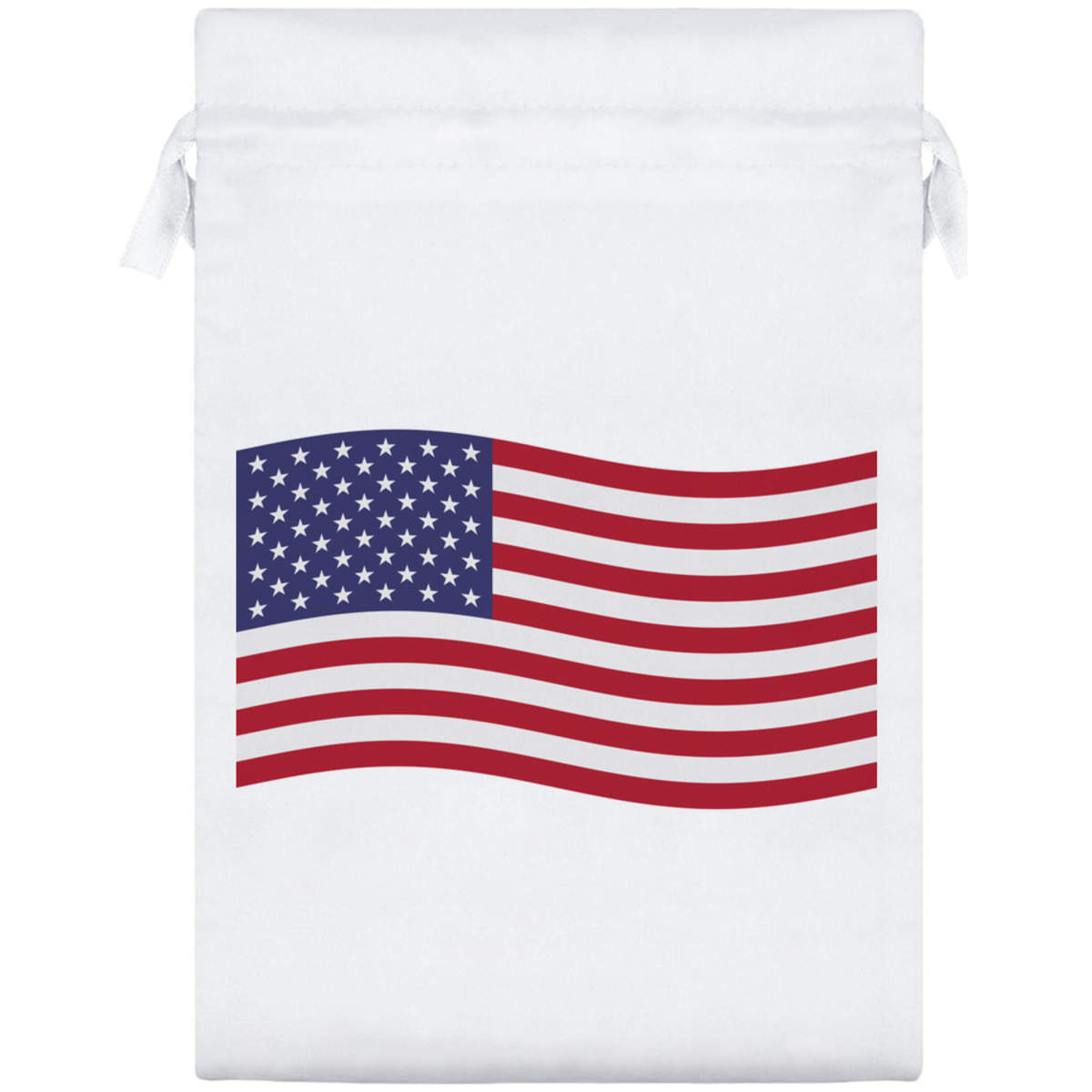 'Waving American Flag' Satin Drawstring Gift Bag - 17cm x 25cm - Pouch for Wedding Favours, Jewellery, Sweets and Parties (SB00084189)