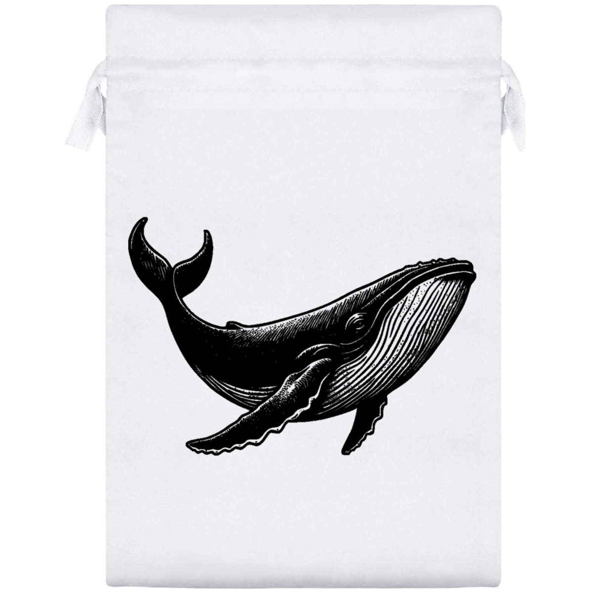 'Humpback Whale' Satin Drawstring Gift Bag - 17cm x 25cm - Pouch for Wedding Favours, Jewellery, Sweets and Parties (SB00088292)