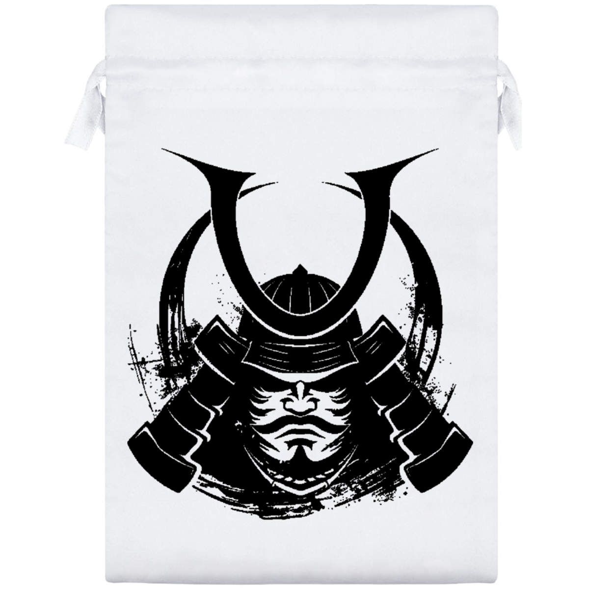25cm 'Concentration Samurai' Satin Drawstring Bag / Pouch (SB00090052)
