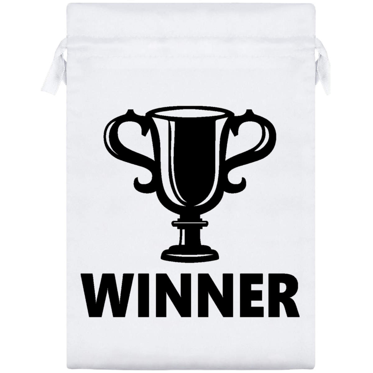 'Winner Celebration' Satin Drawstring Gift Bag - 17cm x 25cm - Pouch for Wedding Favours, Jewellery, Sweets and Parties (SB00097168)