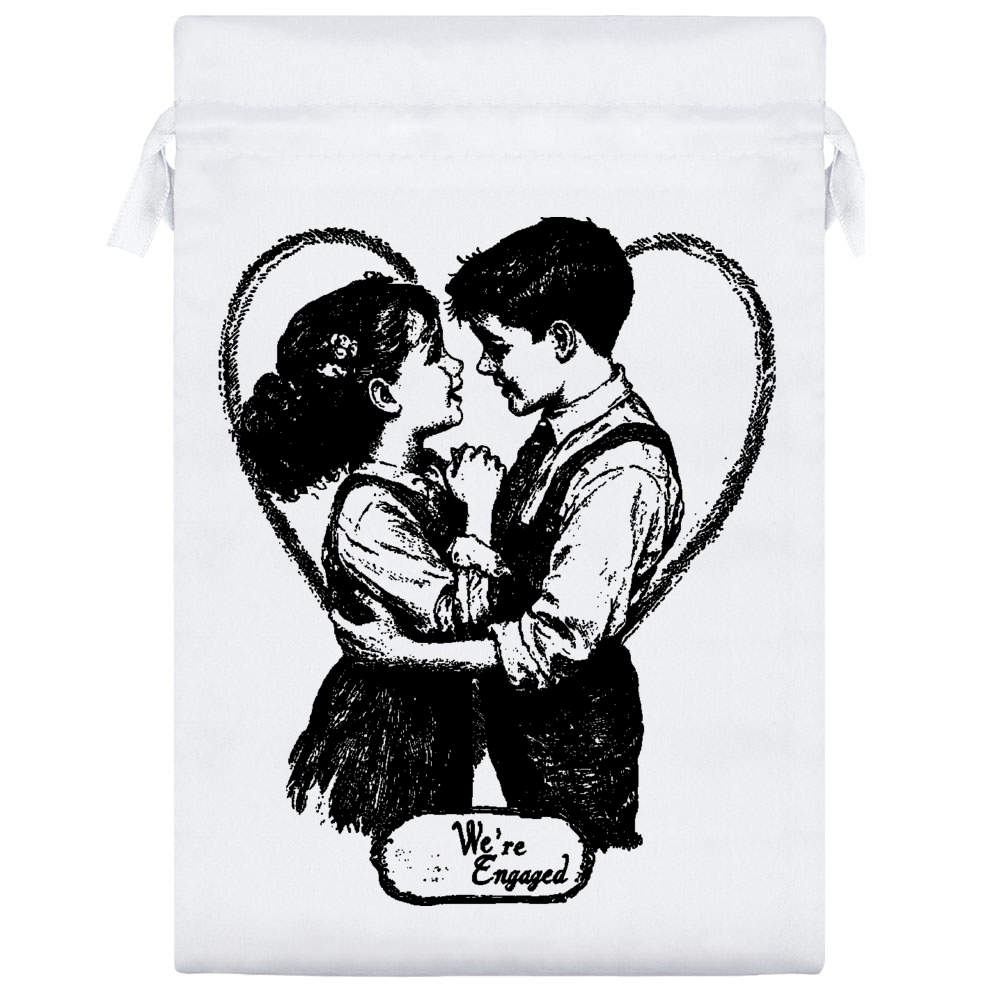 'We're Engaged Boy and Girl ' Satin Drawstring Bag/Pouch (SB049276) - Picture 21 of 25