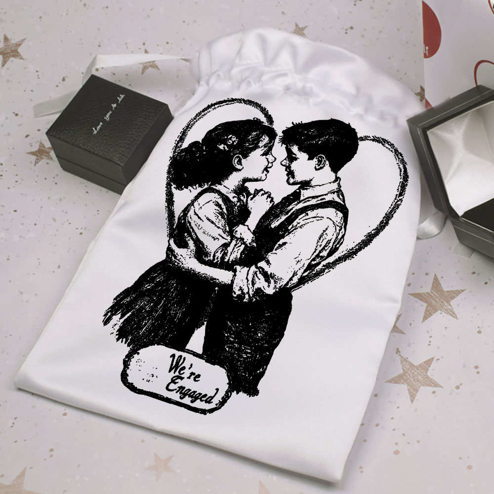 'We're Engaged Boy and Girl ' Satin Drawstring Bag/Pouch (SB049276) - Picture 23 of 25