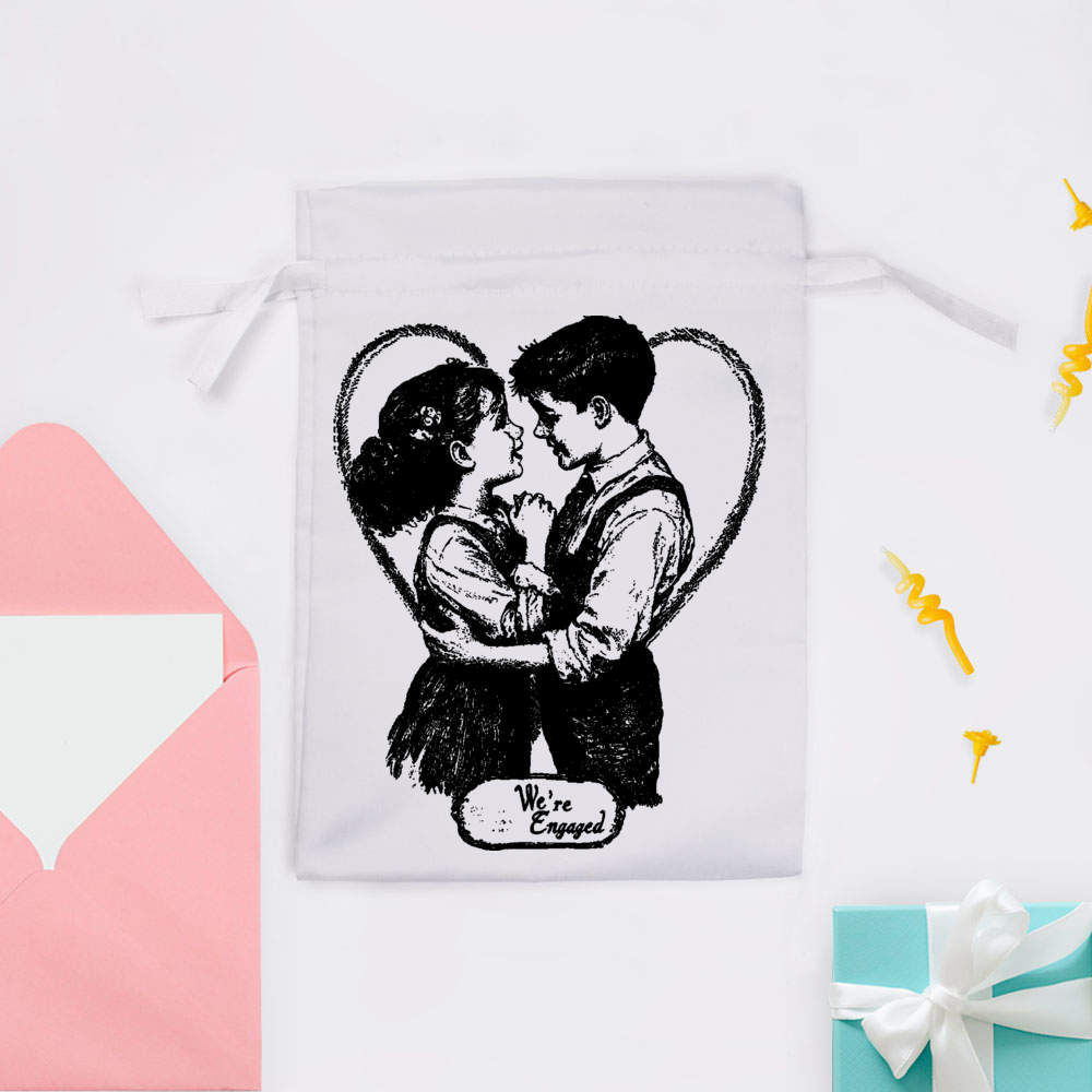 'We're Engaged Boy and Girl ' Satin Drawstring Bag/Pouch (SB049276) - Picture 24 of 25