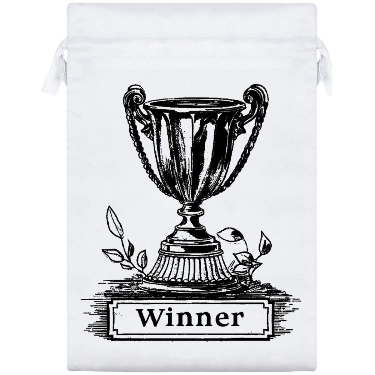 'Winner Trophy' Satin Drawstring Gift Bag - 17cm x 25cm - Pouch for Wedding Favours, Jewellery, Sweets and Parties (SB00102344)