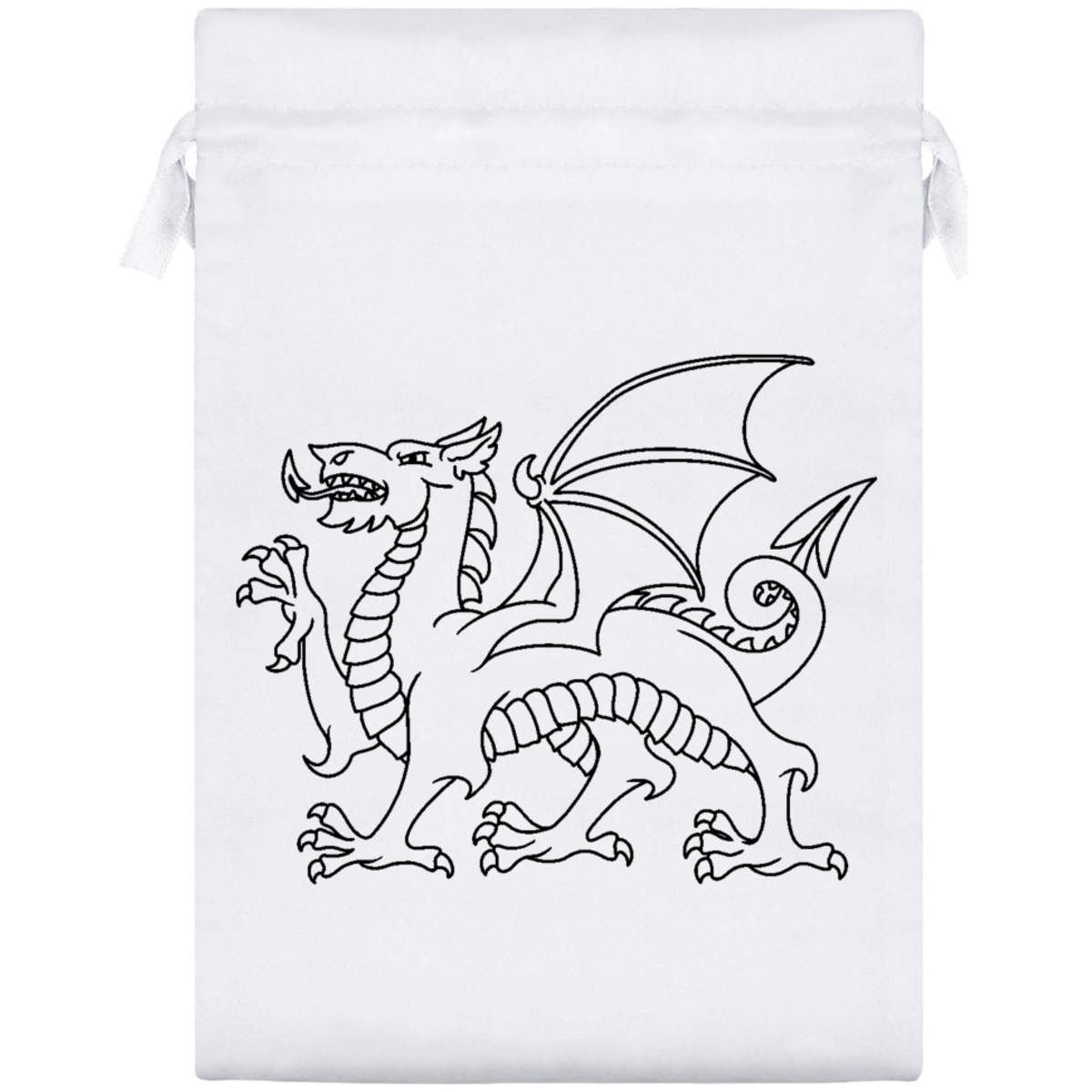 'Traditional Welsh Dragon' Satin Drawstring Gift Bag - 17cm x 25cm - Pouch for Wedding Favours, Jewellery, Sweets and Parties (SB00106664)