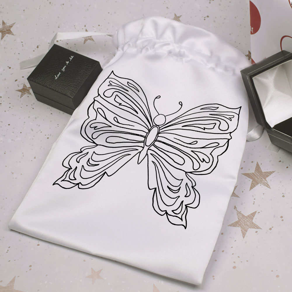 'Butterfly' Satin Drawstring Bag/Pouch (SB052029) - Picture 23 of 25