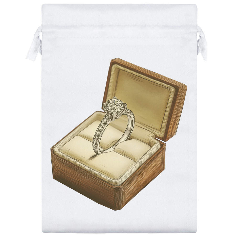 'Diamond Engagement Ring in Ring Box' Satin Drawstring Bag/Pouch (SB052193) - Picture 21 of 25