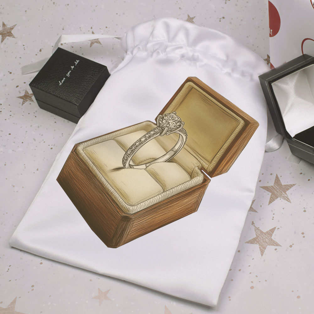 'Diamond Engagement Ring in Ring Box' Satin Drawstring Bag/Pouch (SB052193) - Picture 23 of 25