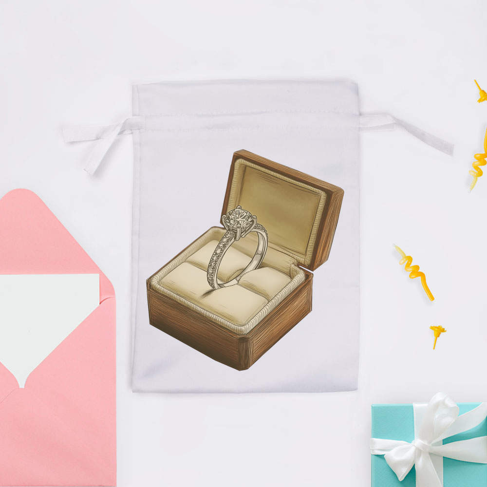 'Diamond Engagement Ring in Ring Box' Satin Drawstring Bag/Pouch (SB052193) - Picture 24 of 25
