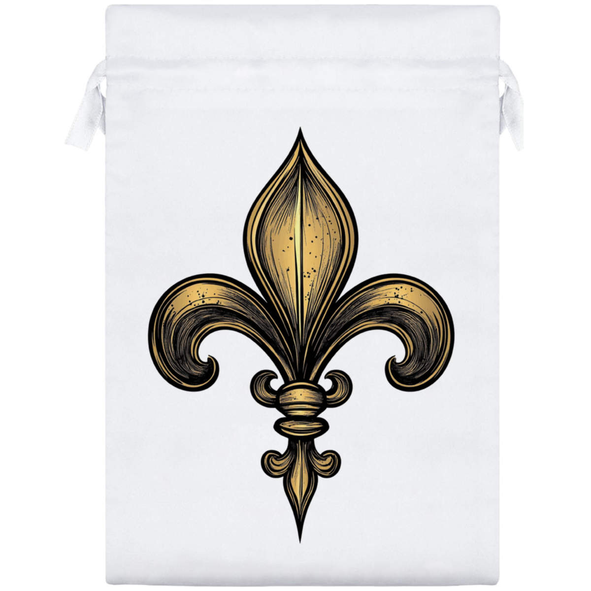 'Fleur De Lis' Satin Drawstring Gift Bag - 17cm x 25cm - Pouch for Wedding Favours, Jewellery, Sweets and Parties (SB00114024)