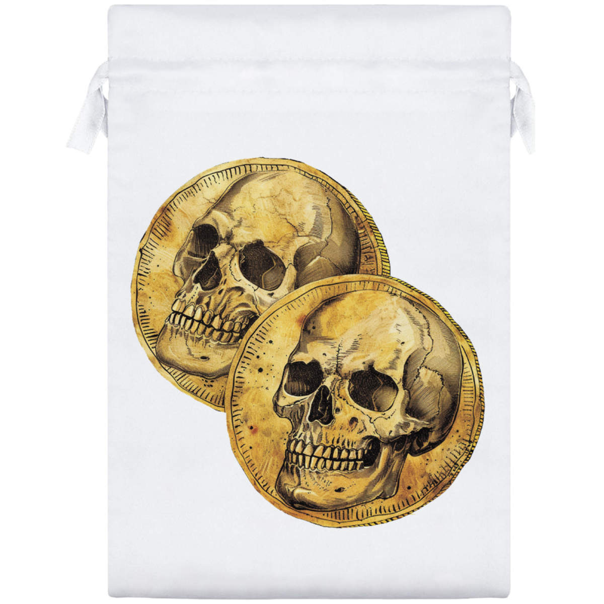 'Pirate Gold Coins' Satin Drawstring Gift Bag - 17cm x 25cm - Pouch for Wedding Favours, Jewellery, Sweets and Parties (SB00117208)