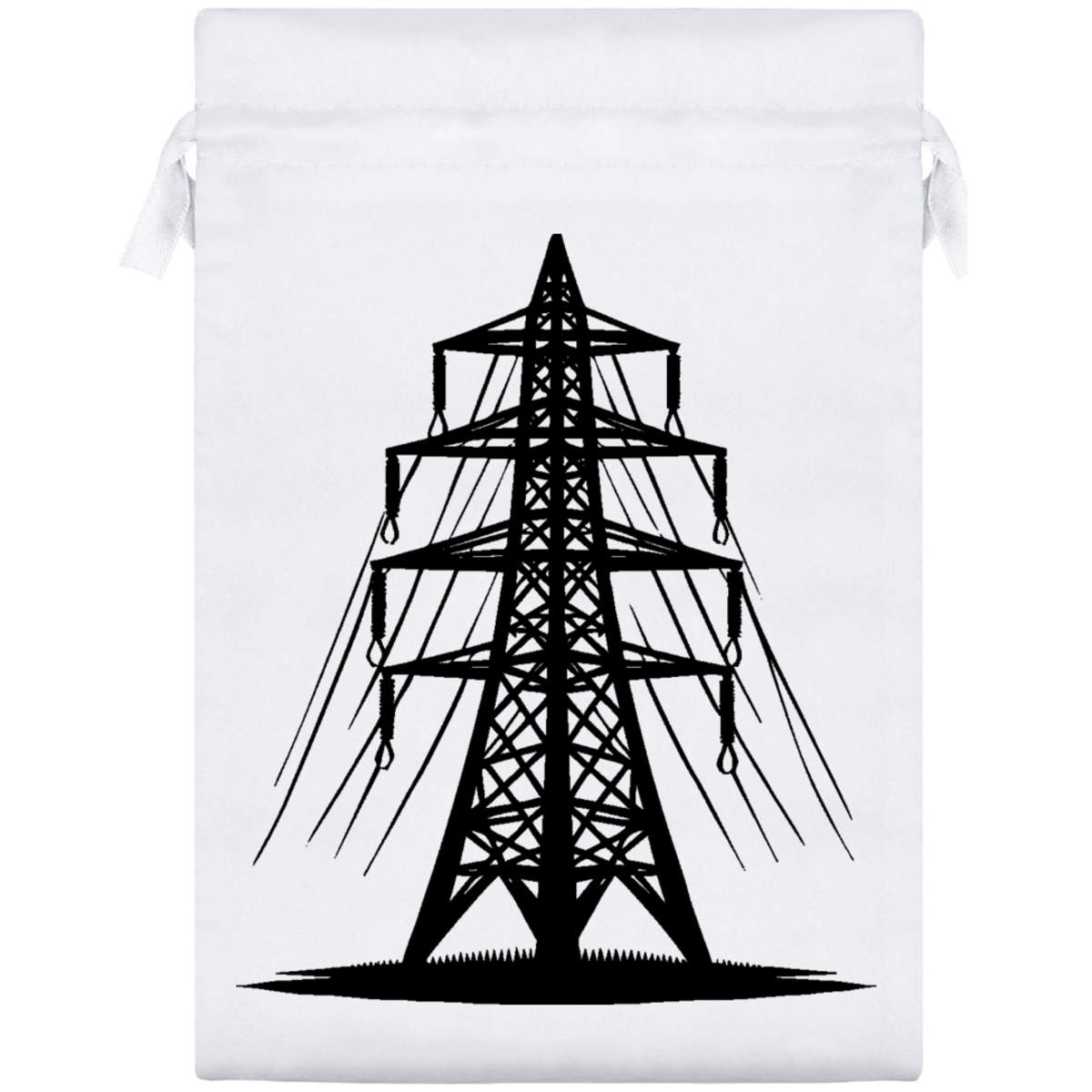 'Electricity Pylon' Satin Drawstring Gift Bag - 17cm x 25cm - Pouch for Wedding Favours, Jewellery, Sweets and Parties (SB00128504)