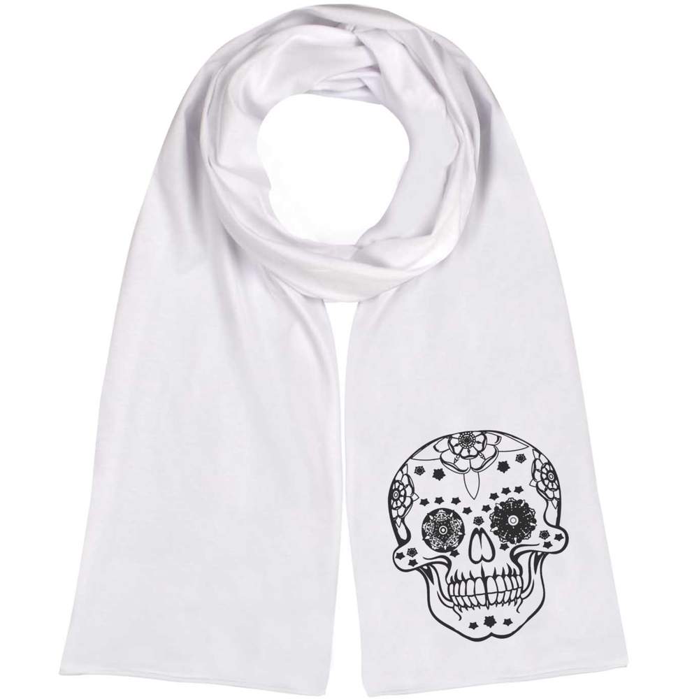 'Decorated Candy Skull' Lightweight Scarf / Wrap (SC00003141)