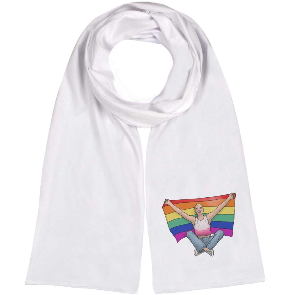 'Boy Holding Pride Flag' Lightweight Scarf / Wrap (SC00020895)