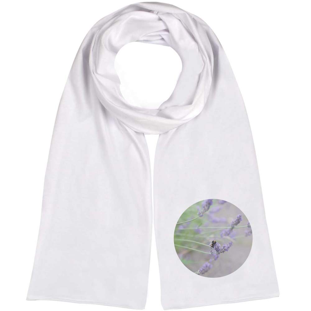 'Small Busy Bee On Wild Lavender' Lightweight Scarf / Wrap (SC00032193)