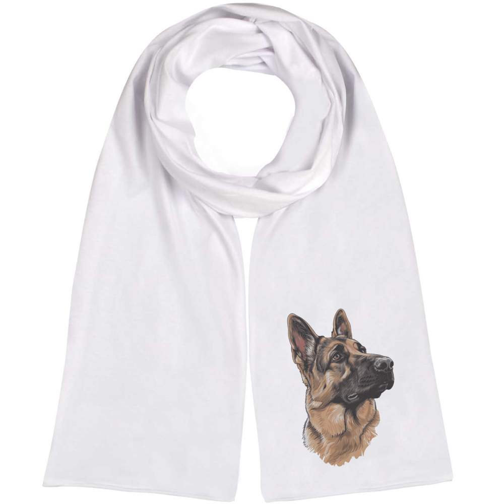 'German Shepherd Side View' Lightweight Scarf / Wrap - White - Fashion Wrap for Spring, Summer, Travel, Outfits and Gifts (SC00033350)