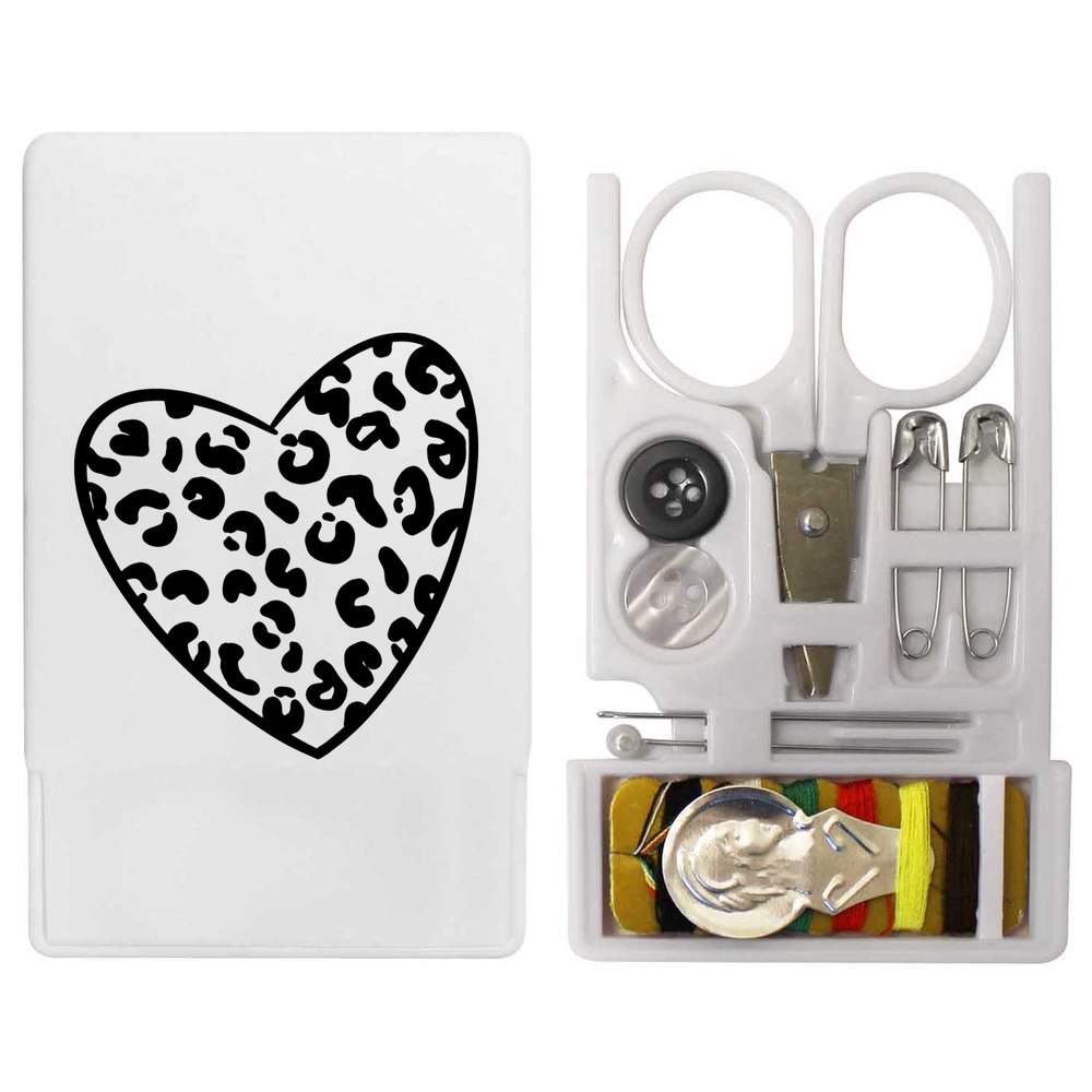 'Leopard Print Heart' Mini Travel Sewing Kit (SE00017235)
