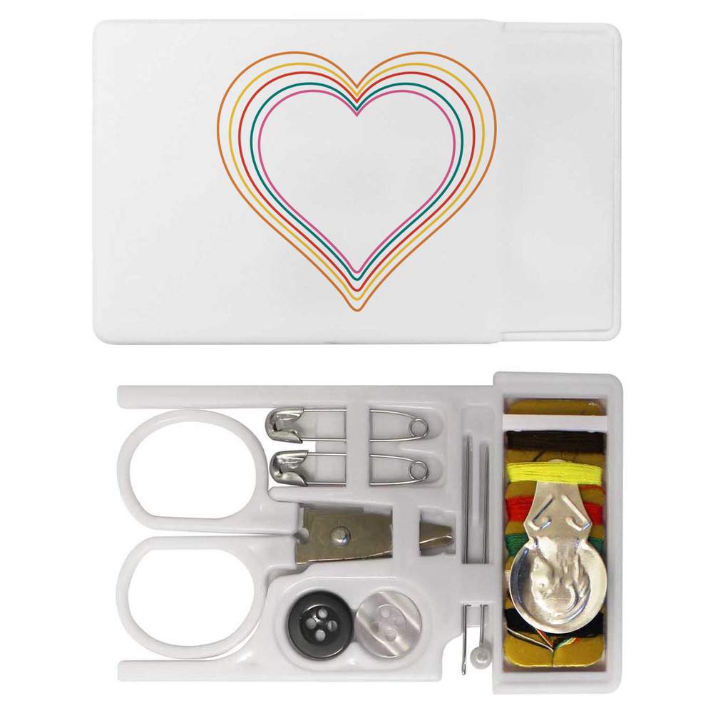 'Colorful Heart Shape Lines Multi Coloured Rainbow' Mini Travel Sewing Kit (SE00025320)