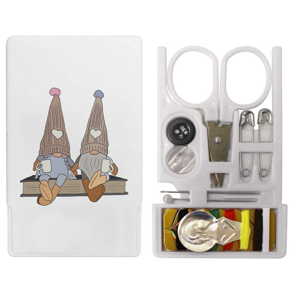 'Coffee Drinking Gonks ' Mini Travel Sewing Kit (SE00027124)