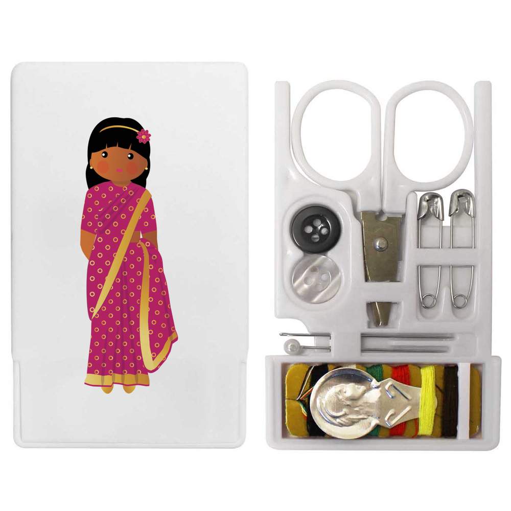 'Cute Asian girl wearing a Sari' Mini Travel Sewing Kit (SE00027750)