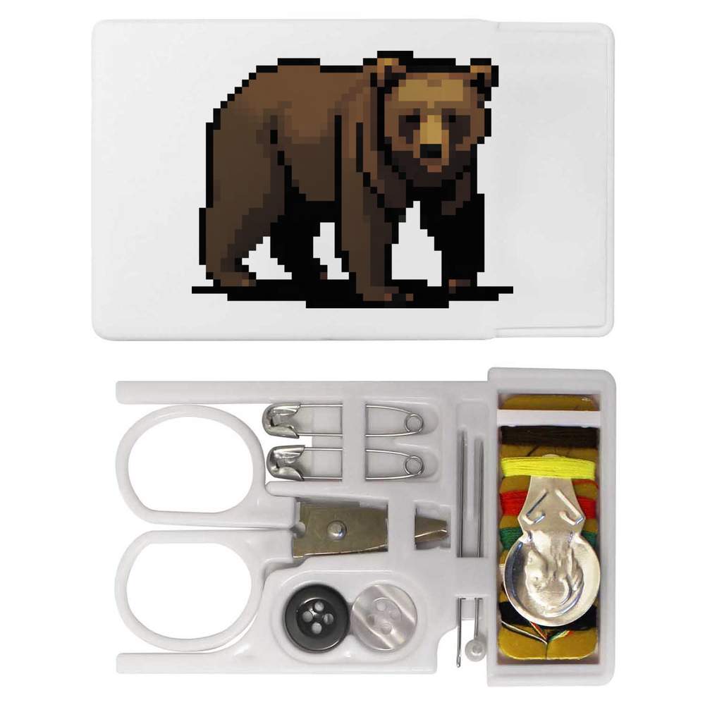 'Pixel Art Brown Bear' Mini Travel Sewing Kit (SE00029880)