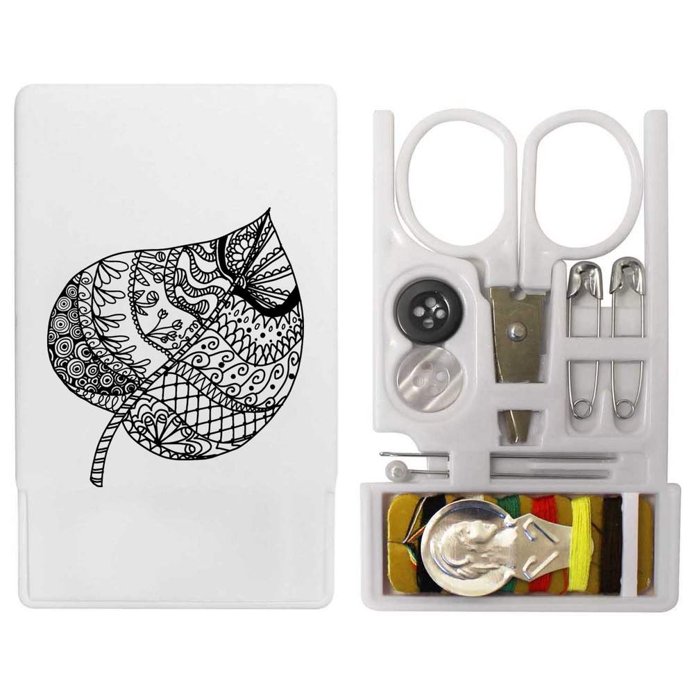 'Doodled Leaf' Mini Travel Sewing Kit (SE00029968)