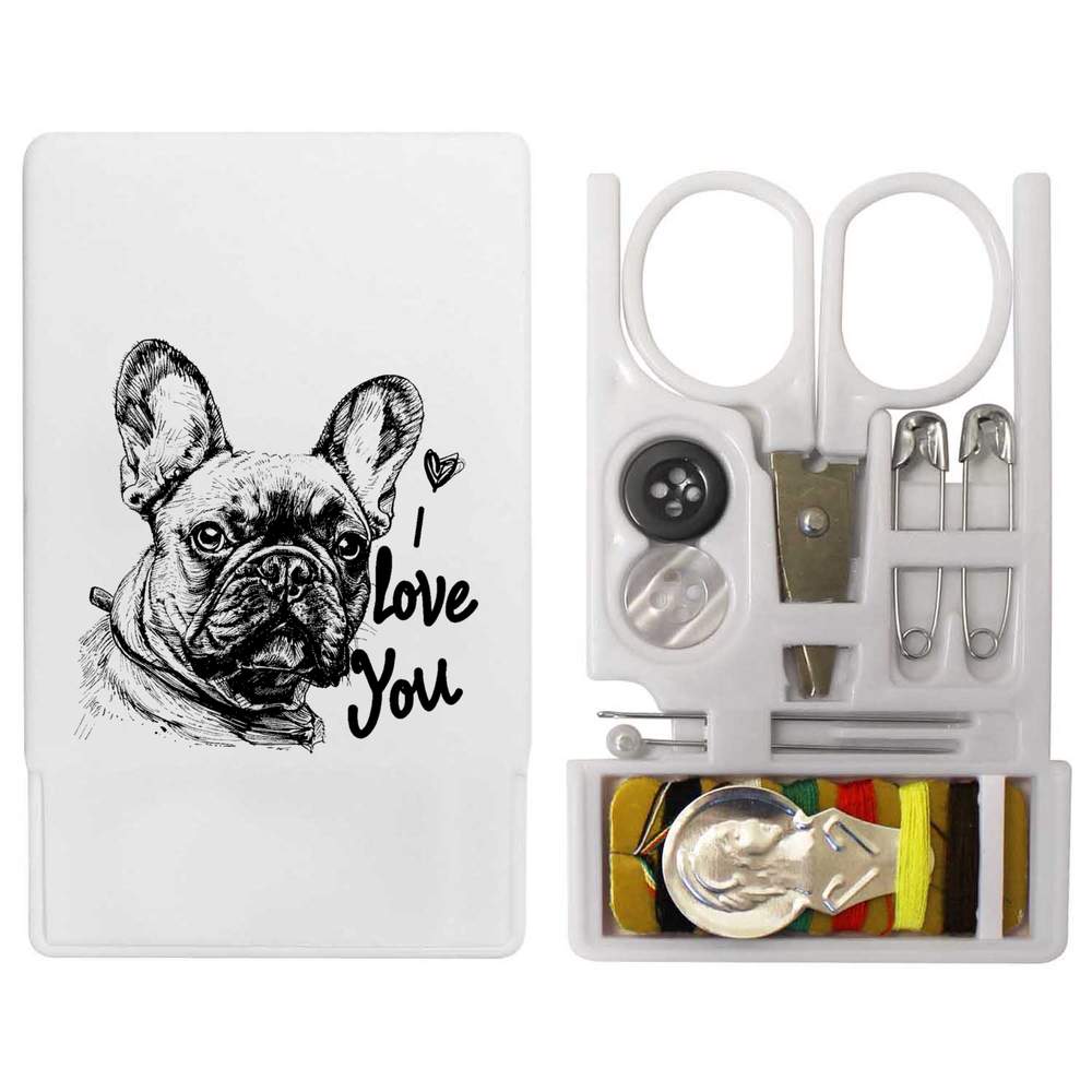 'I Love You with French Bulldog' Mini Travel Sewing Kit (SE00031385)