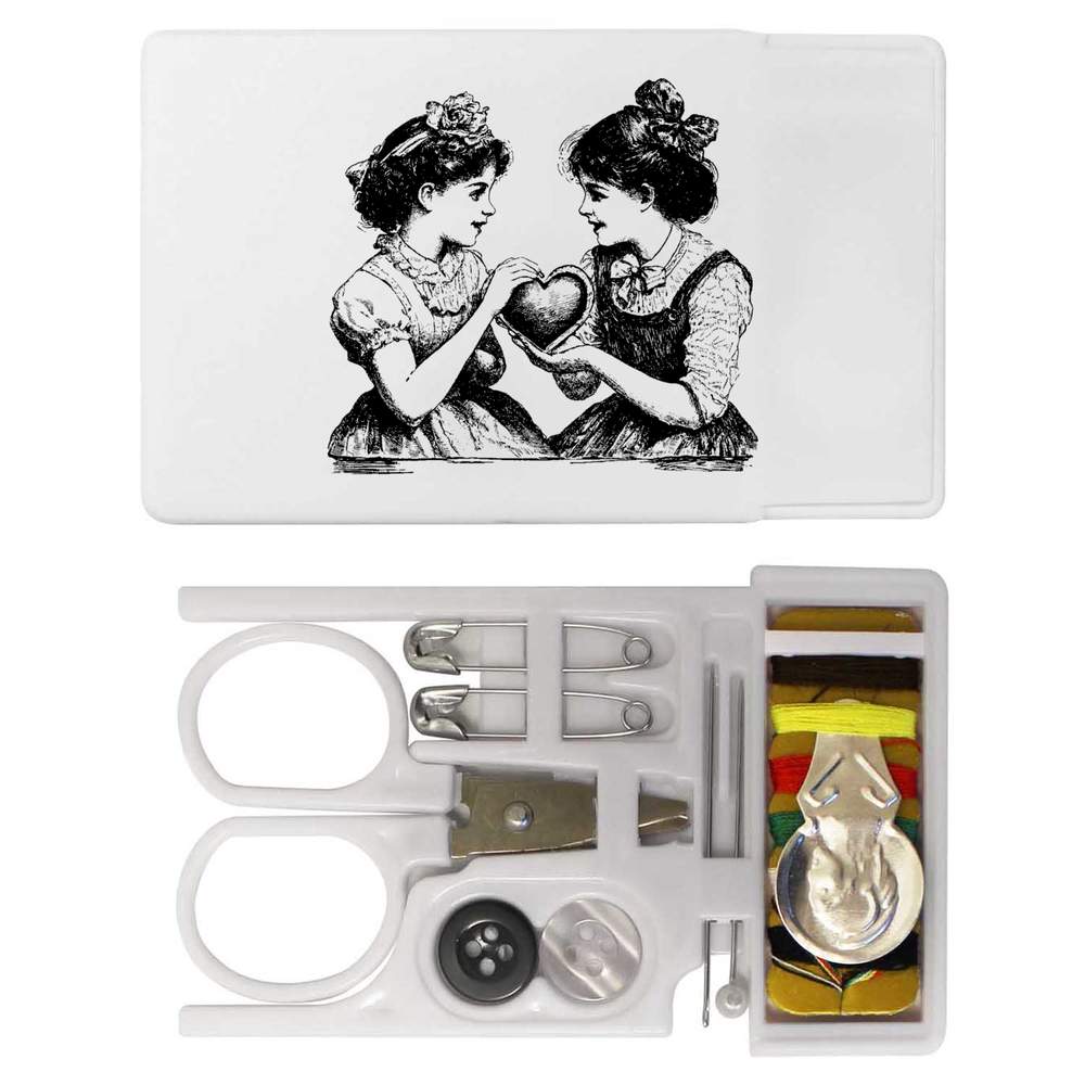 'Girls Holding Heart' Mini Travel Sewing Kit (SE00034486)