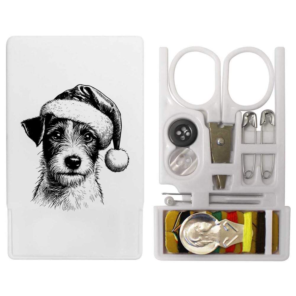'Jack Russell Dog Wearing Santa Hat' Mini Travel Sewing Kit (SE00036140)