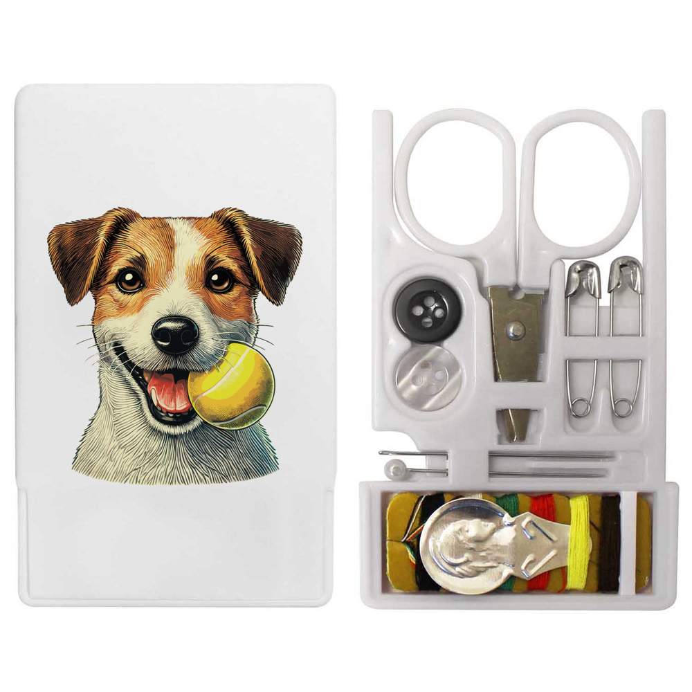 'Jack Russell With Tennis Ball' Mini Travel Sewing Kit (SE00036729)