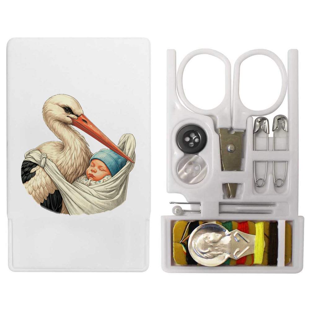 'Stork With Baby' Mini Travel Sewing Kit (SE00036755)
