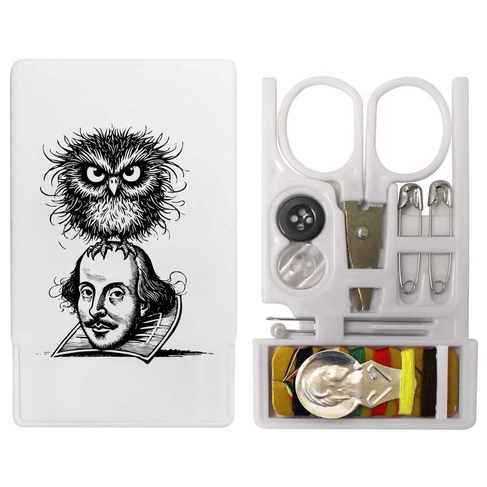 'William Shakespeare With Owl' Mini Travel Sewing Kit (SE00036772)