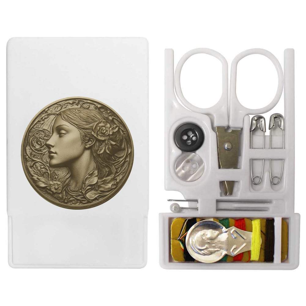 'Coin with Woman's Face' Mini Travel Sewing Kit (SE00036862)