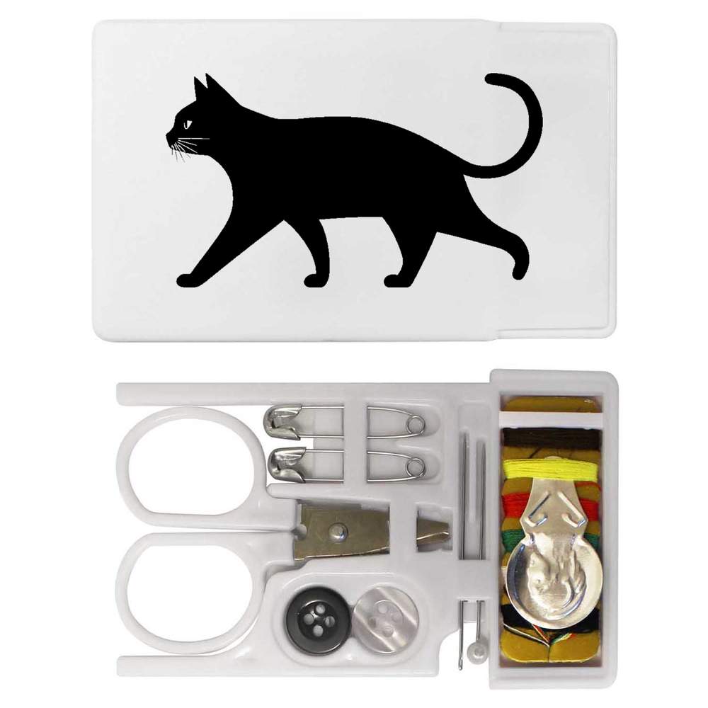 'Cat Walking Side View' Mini Travel Sewing Kit (SE00036871)