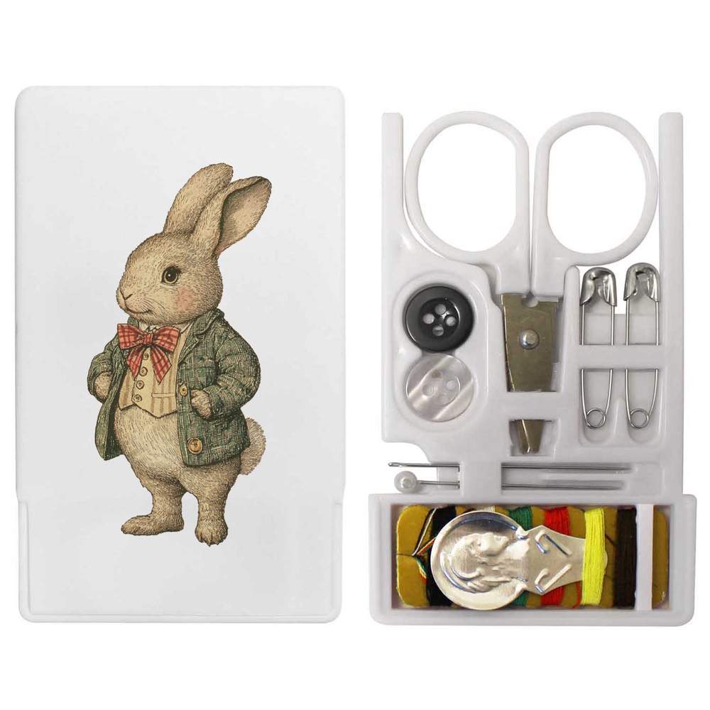 'Vintage Bunny Wearing Coat' Mini Travel Sewing Kit (SE00039976)
