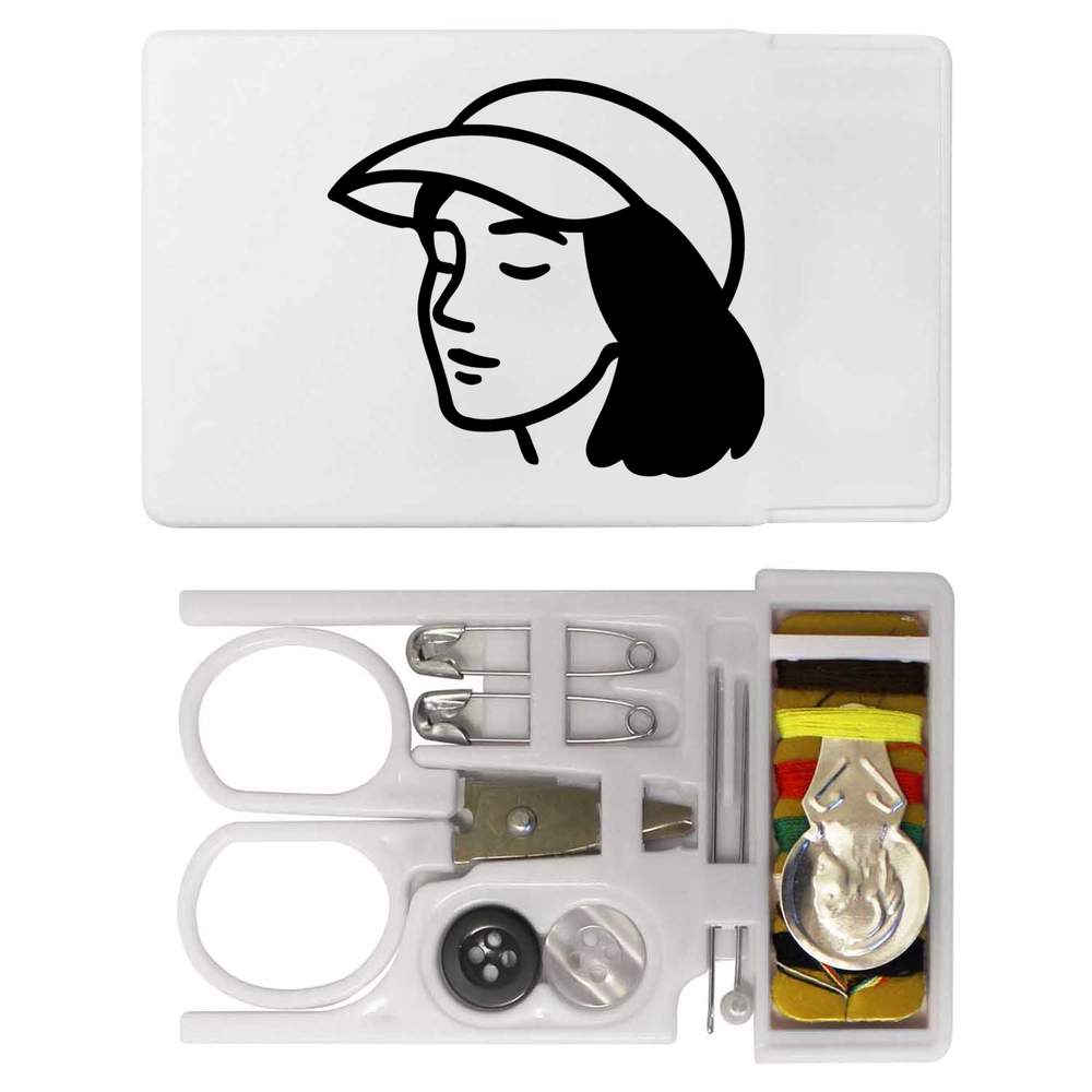 'Peaceful Woman Wearing a Cap' Mini Travel Sewing Kit (SE00041486)