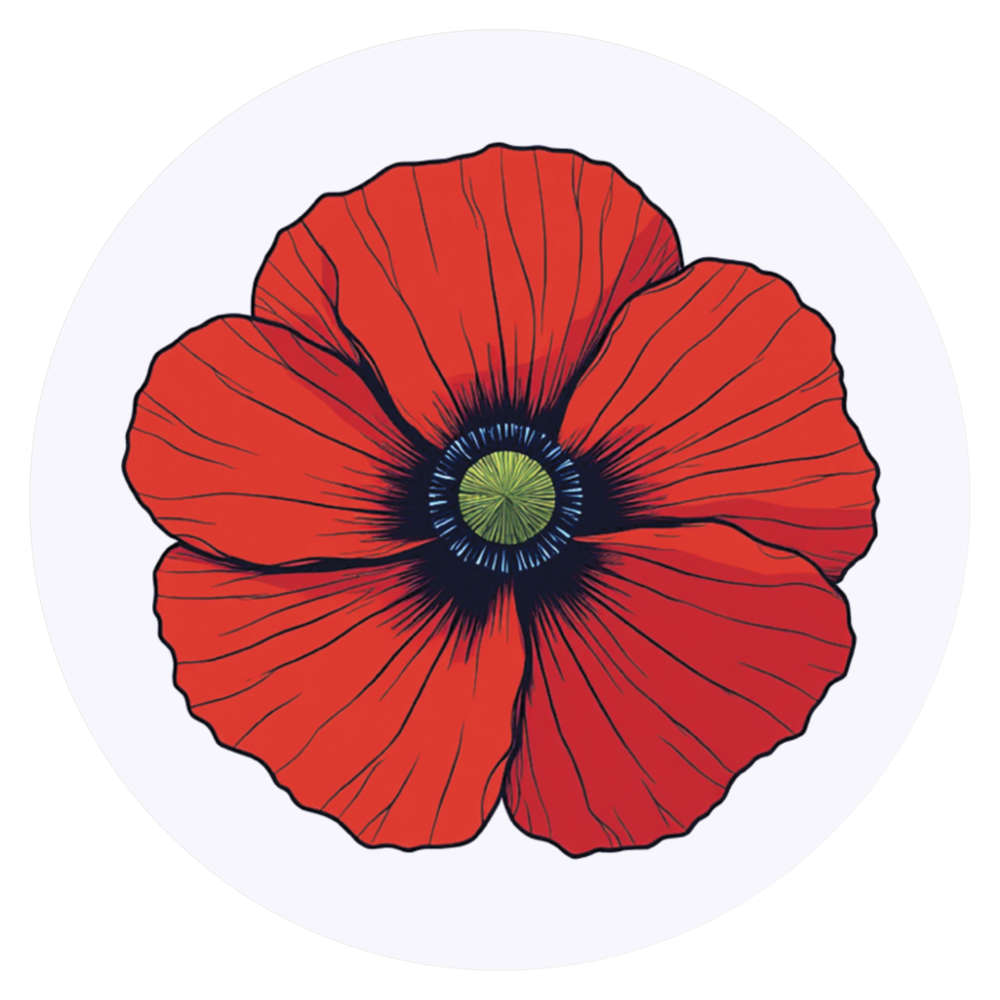 24 x 'Poppy Flower Top View' Stickers - for Crafts, Scrapbooking and Labelling (SK00069144)