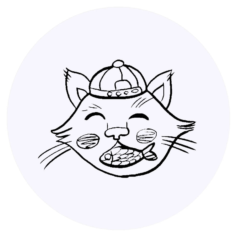 24 x 'Cartoon Cat Eating A Fish Cute ' Stickers - for Crafts, Scrapbooking and Labelling (SK00071531)