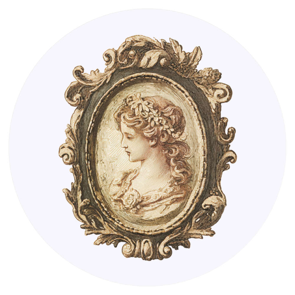 24 x 'Rococo Beautiful Woman Portrait Brooch' Stickers - for Crafts, Scrapbooking and Labelling (SK00072619)