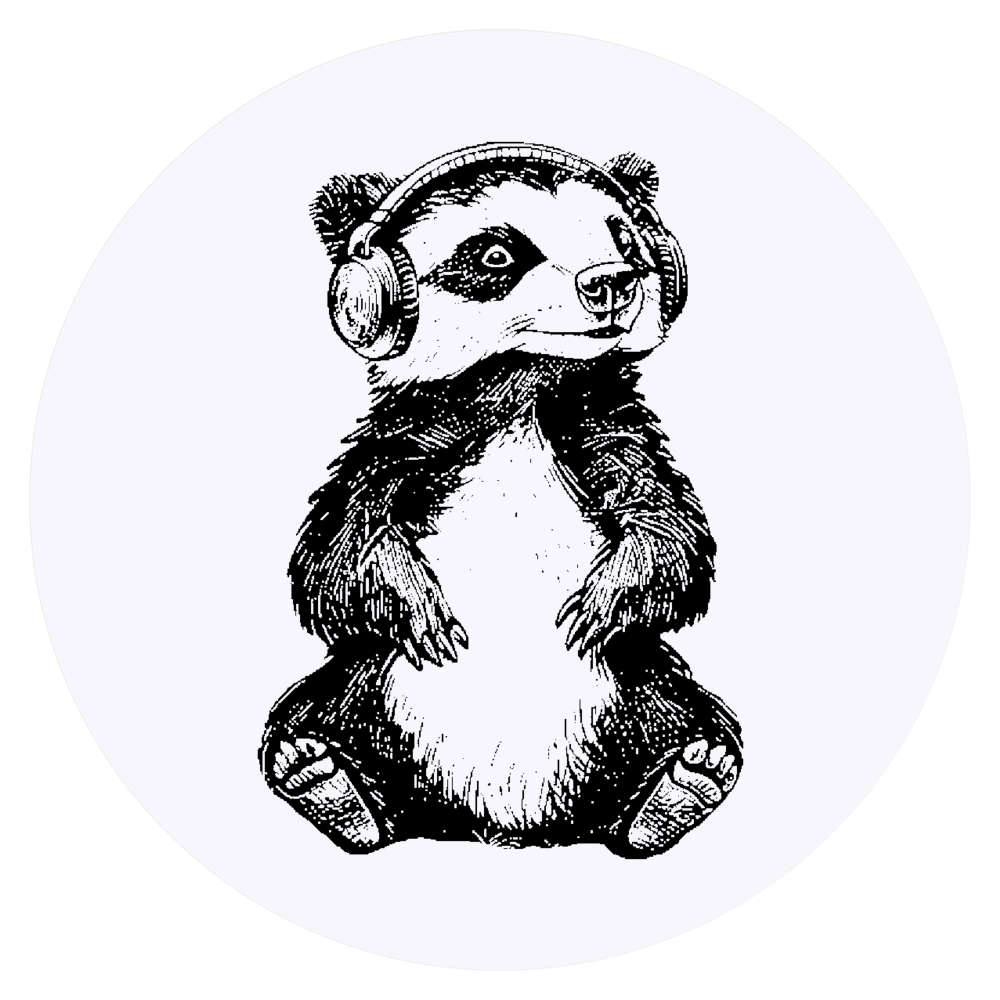 24 x 'Cute Badger Wearing Headphones' Stickers - for Crafts, Scrapbooking and Labelling (SK00073202)