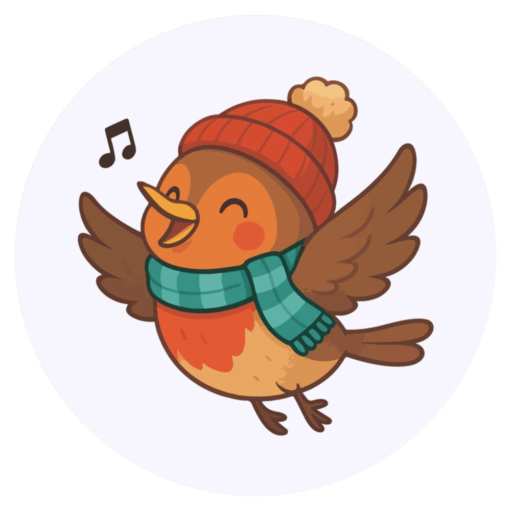 24 x 'Festive Singing Robin' Stickers - for Crafts, Scrapbooking and Labelling (SK00074591)